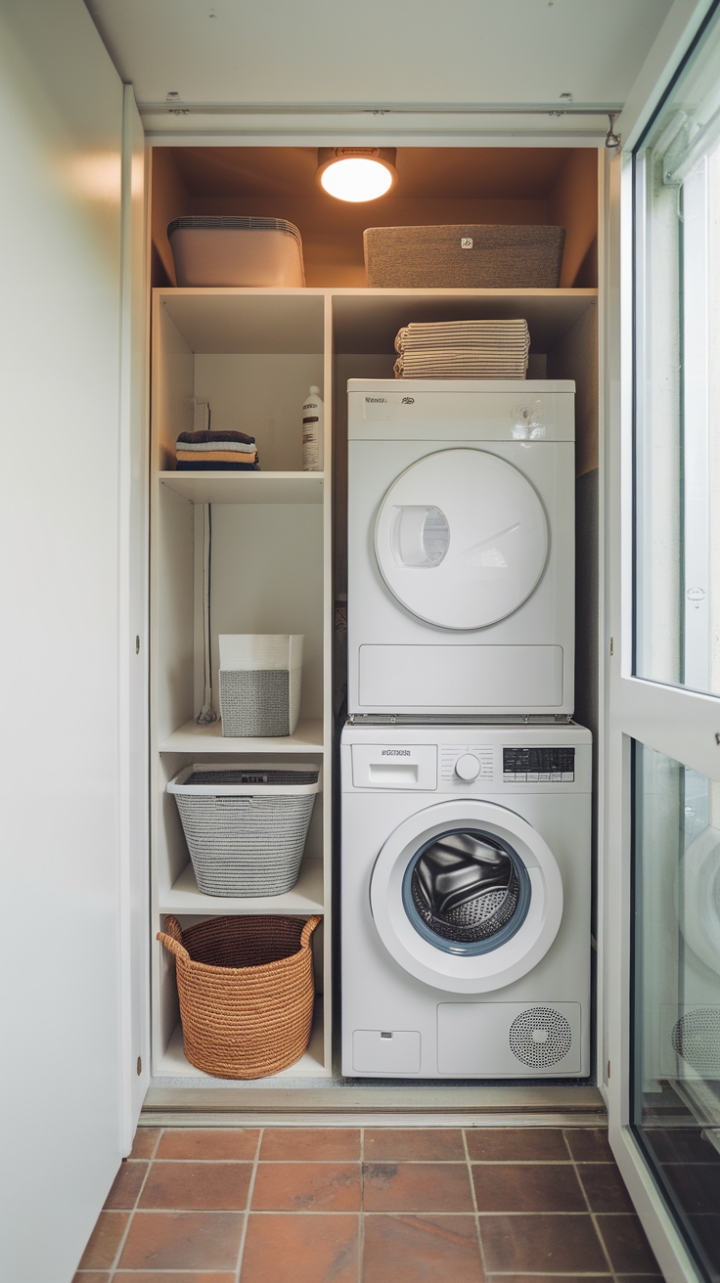 Compact Laundry Nook with Smart Storage Solutions