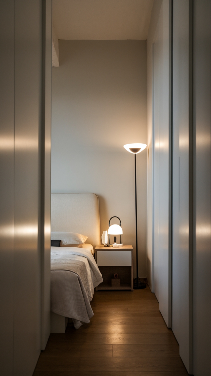Minimalist Modern Bedroom with Bright White and Warm Wood