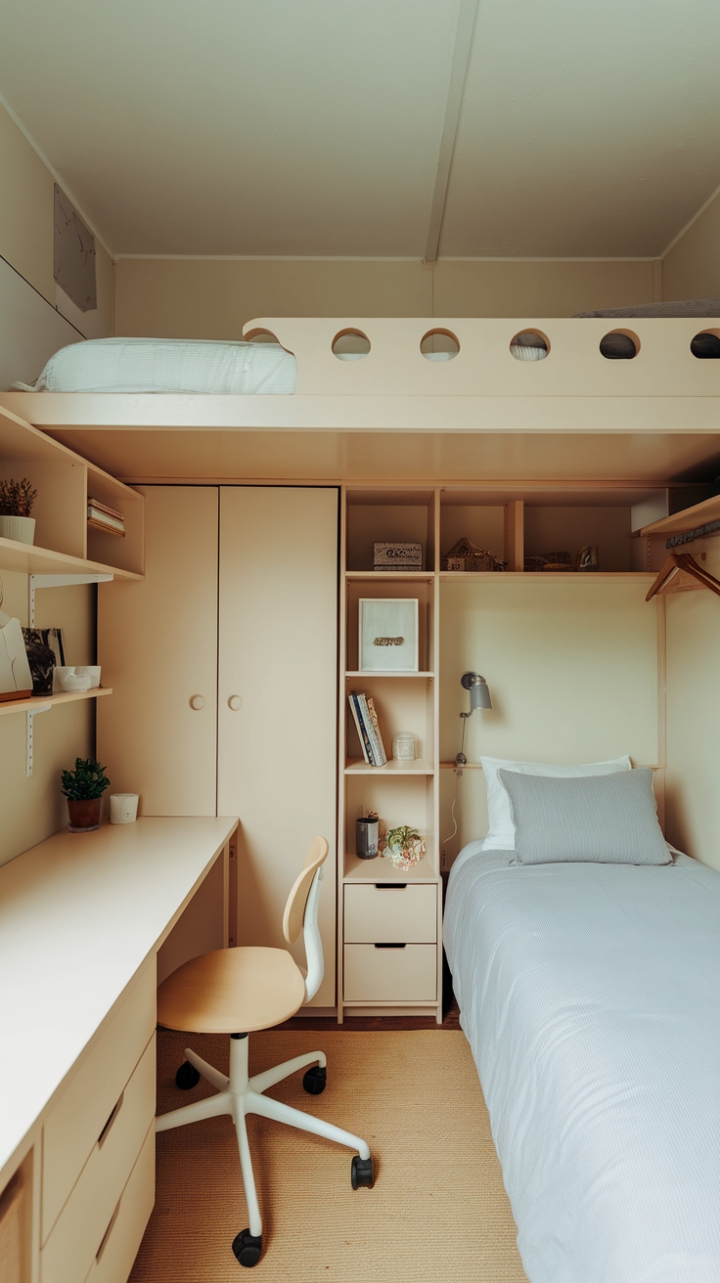 Smart Tiny Bedroom Makeover with Loft Bed