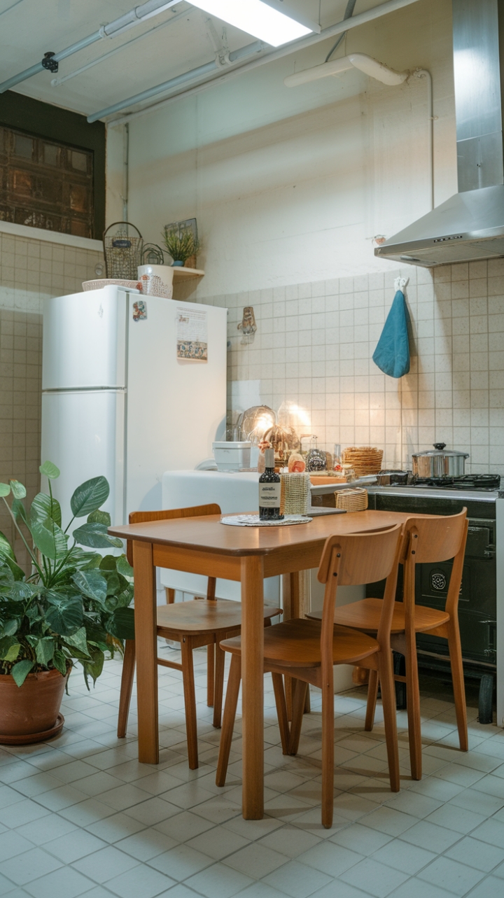 Inviting Small Space Dining with Green Touch