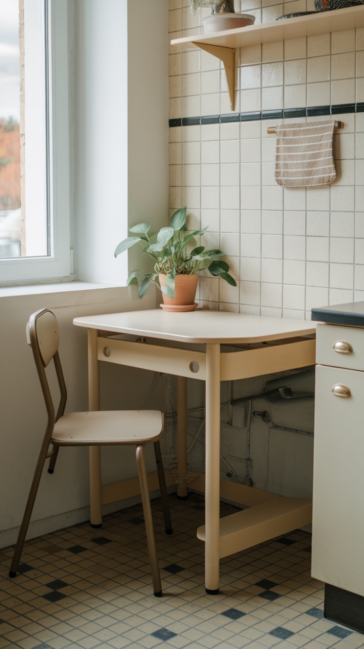 Inviting Small Kitchen Dining Area with Greenery and Functional Decor