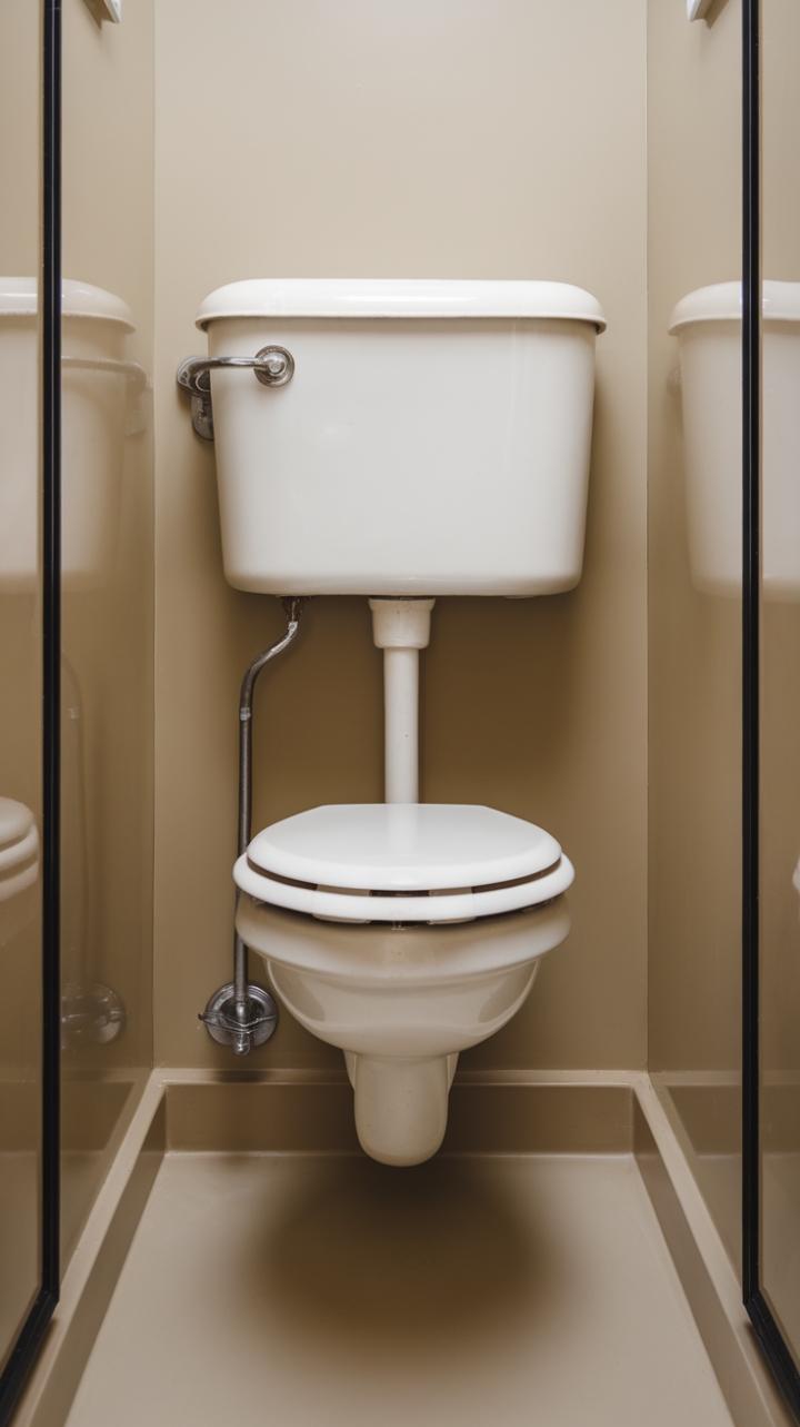 Space-Saving Wall-Hung Toilet with Warm Beige Seat