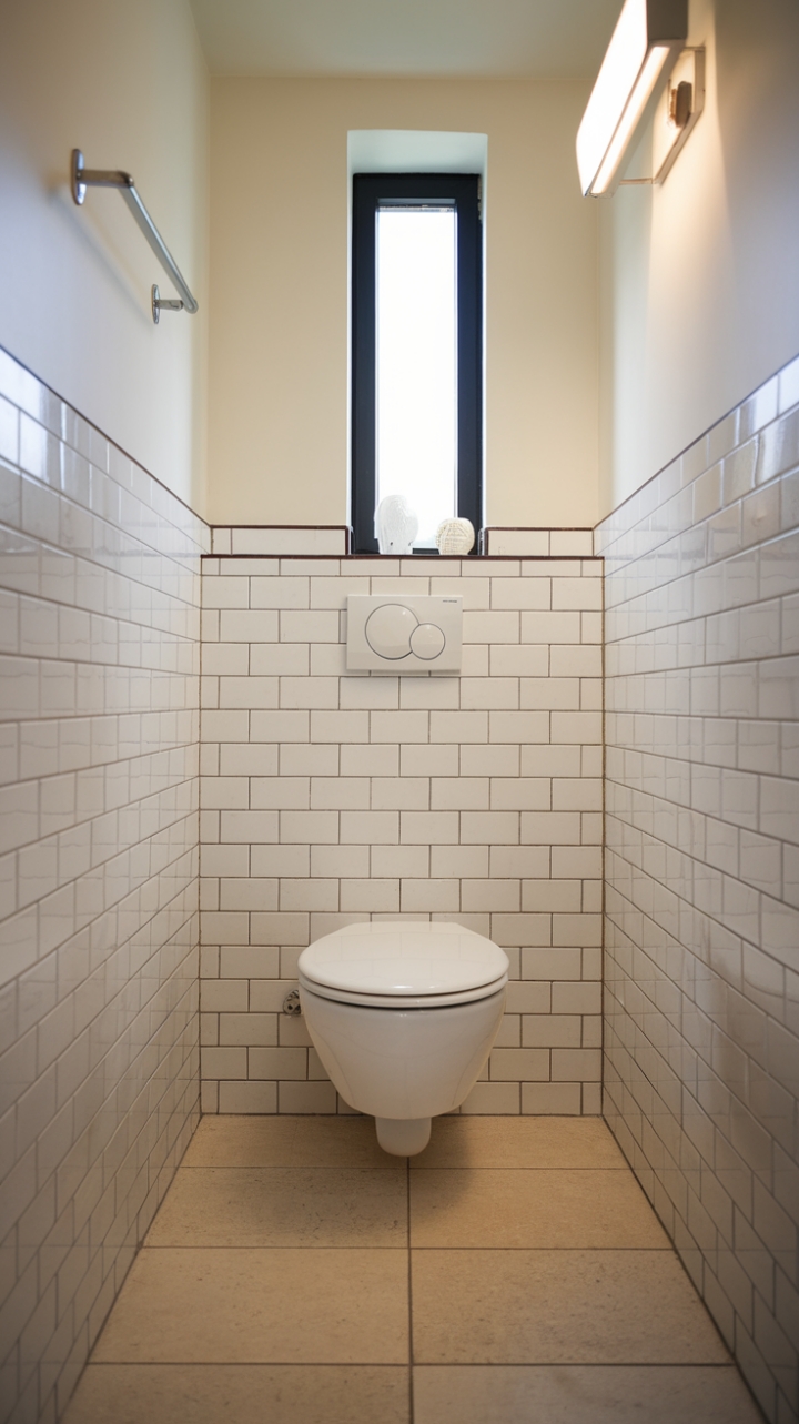 Compact Elegance: Maximizing Small Bathroom with Wall-Hung Toilet and Natural Light