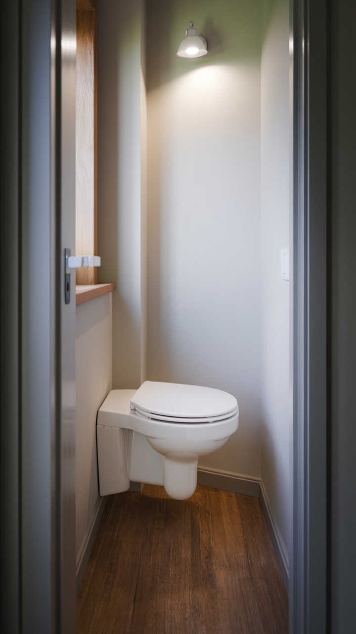 Space-Saving Wall-Hung Toilet Enhances Cozy Bathroom Design