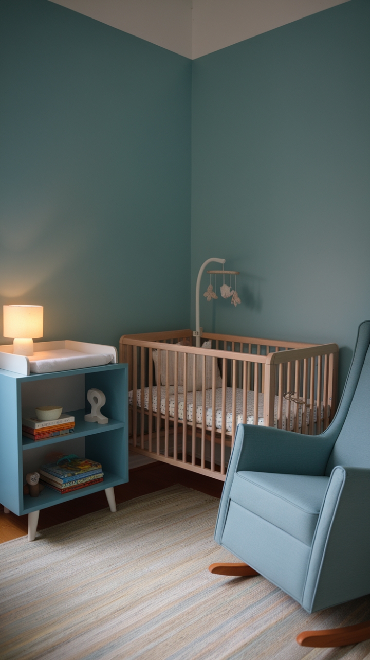 Compact Nursery with Calming Blue Palette