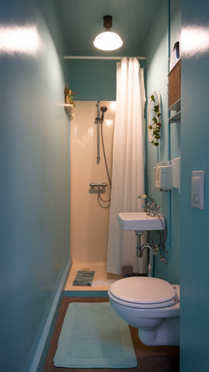 Cozy Compact Retreat with Light Blue Accents