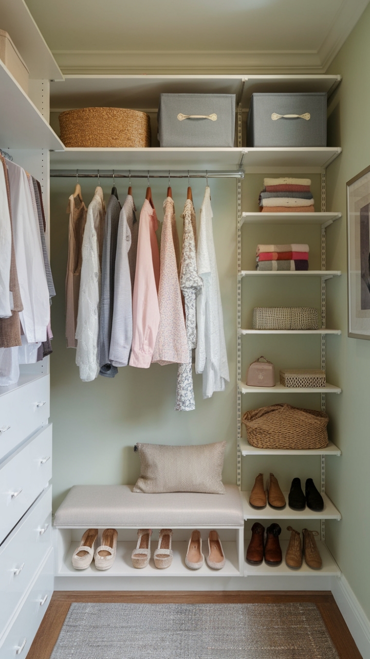 Elegant Space-Saving Walk-In Closet Design