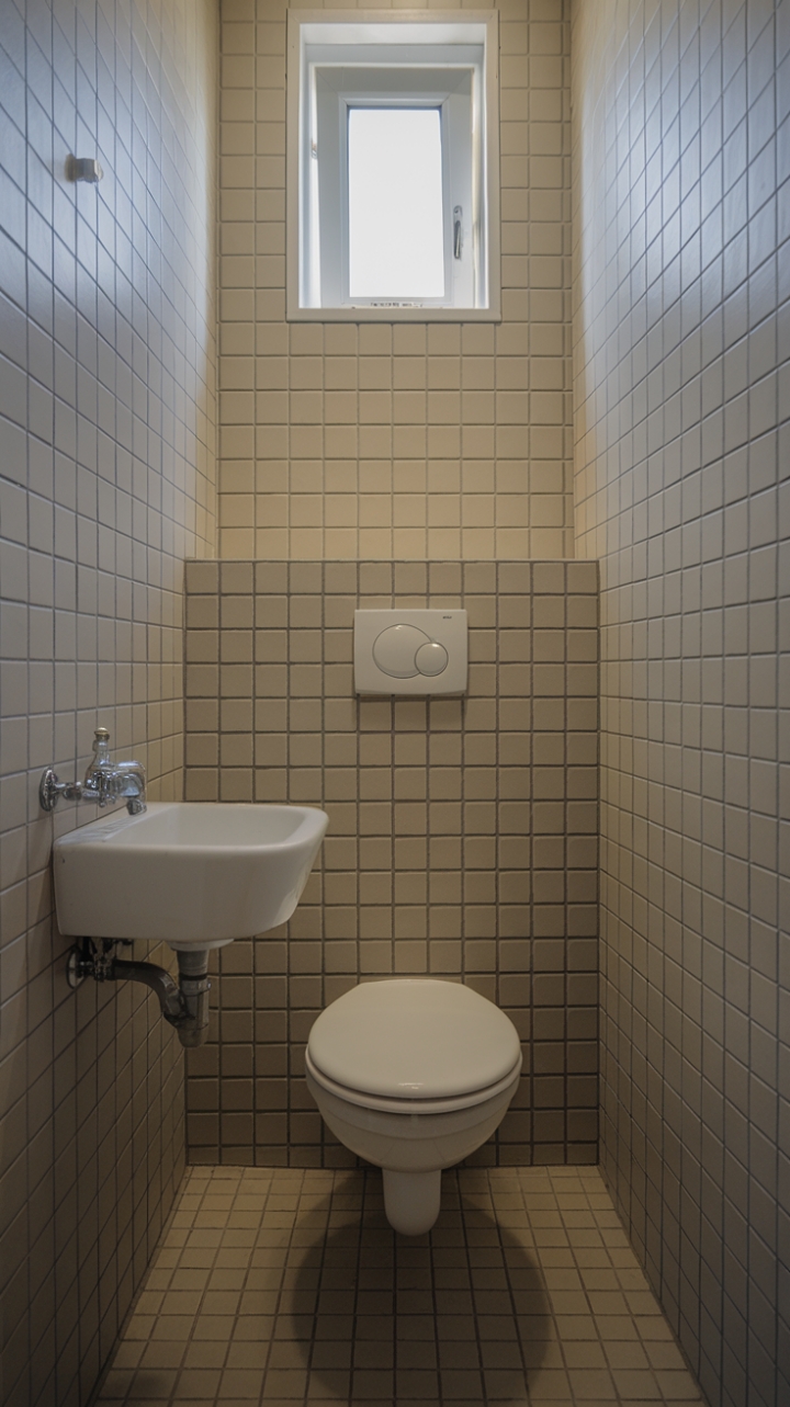 Cozy Small Bathroom with Classic Tiling and Bright Atmosphere