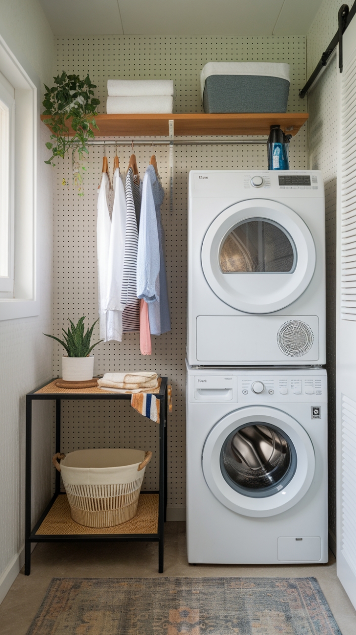 Smart Laundry Nook: Stylish Storage and Bright Design