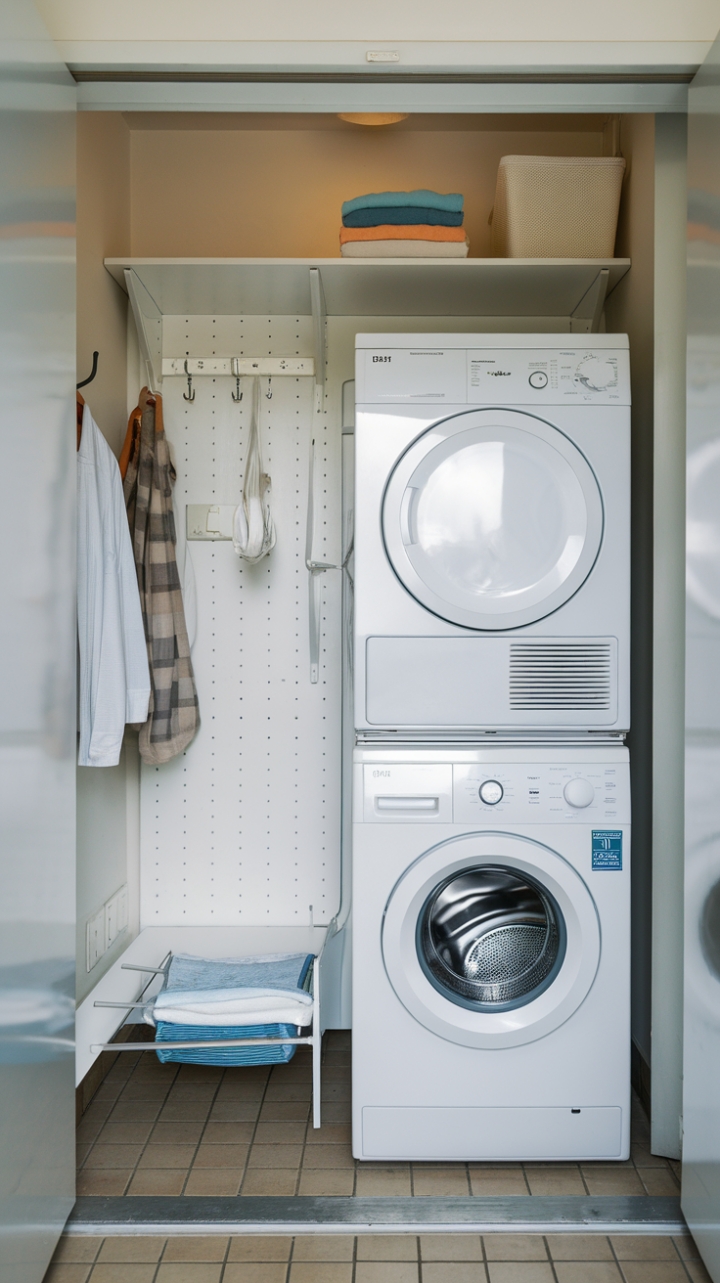 Smart Laundry Nook: Space-Saving Design with Storage and Functionality