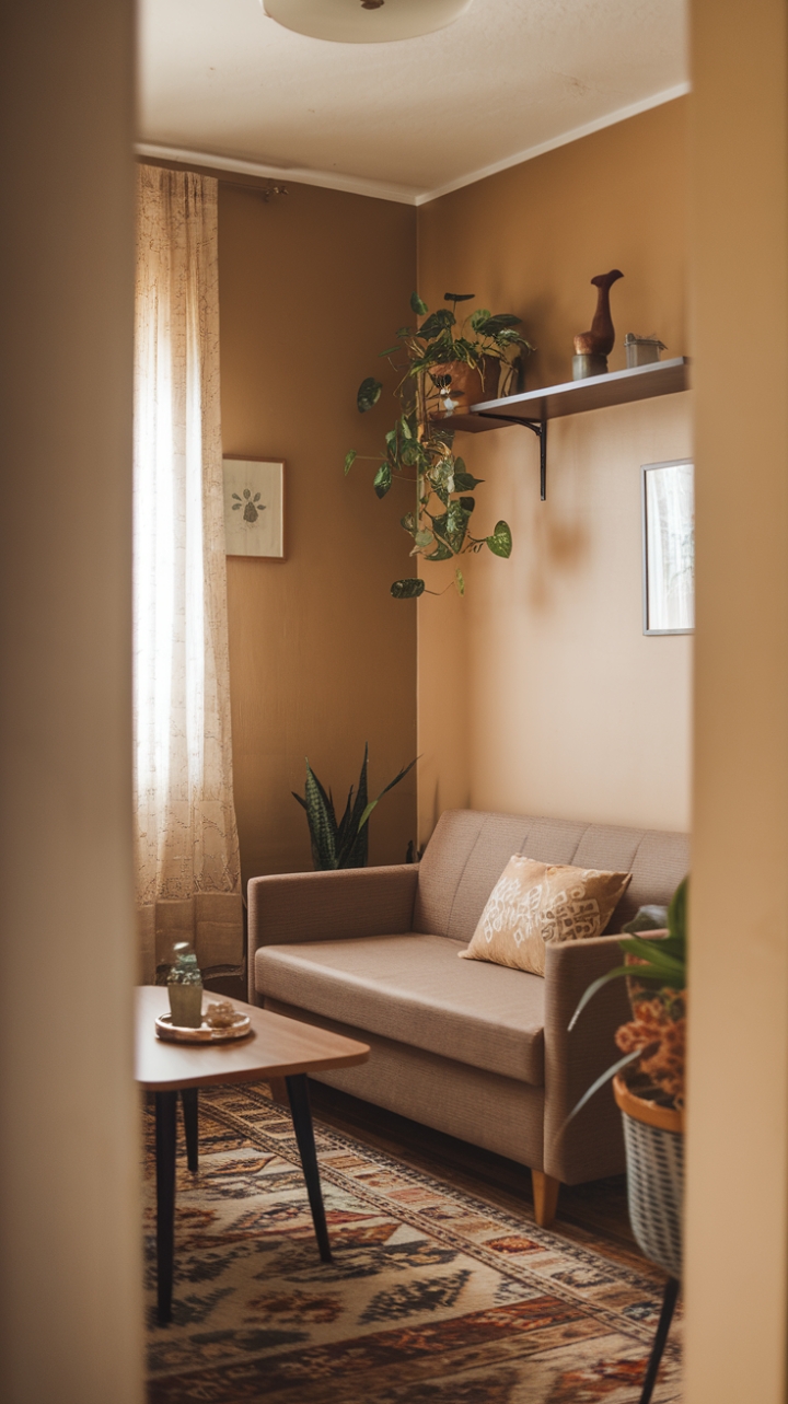 Cozy Living Room with Warm Tones and Thoughtful Decor