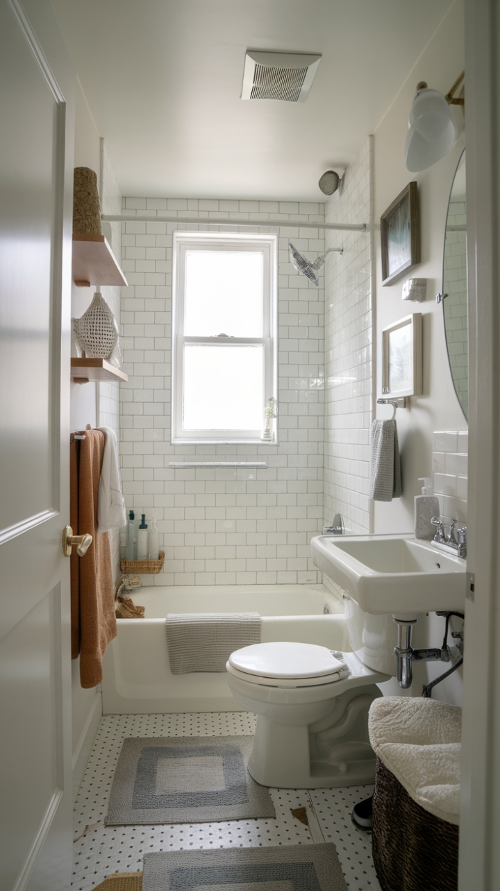 Compact Bathroom Maximizes Space with Light and Style