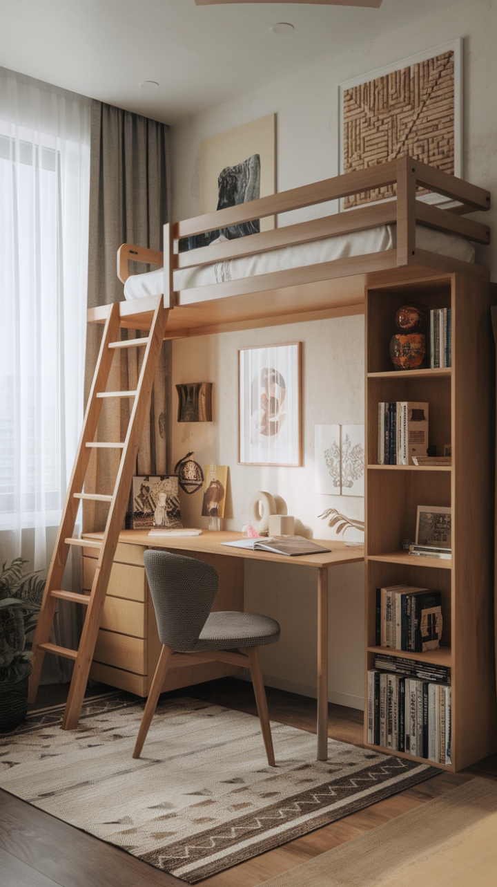 Warm and Functional Space with Wooden Elements