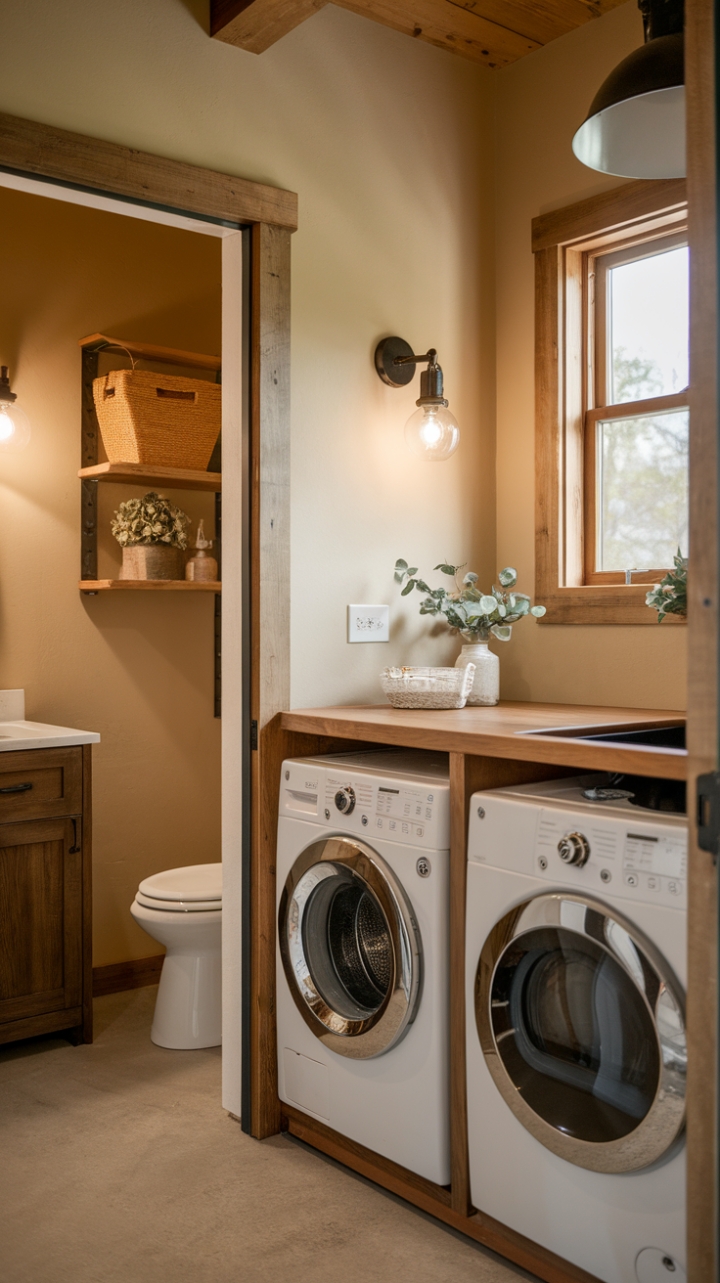 Rustic Elegance in a Small Farmhouse Laundry and Washroom