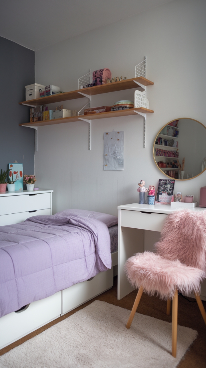 Cozy and Practical Teen Space with Light Palette and Wooden Touch