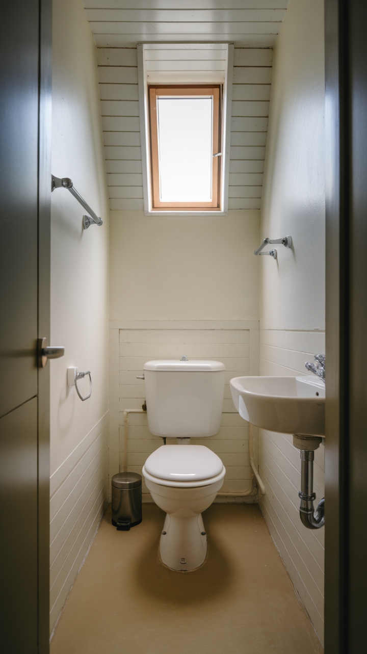 Functional White and Beige Bathroom with Natural Light