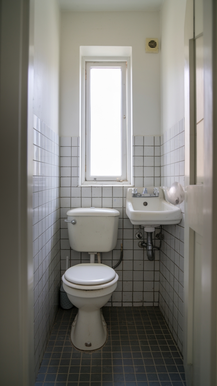 Chic Compact Bathroom with Wall-Mounted Fixtures and Natural Light