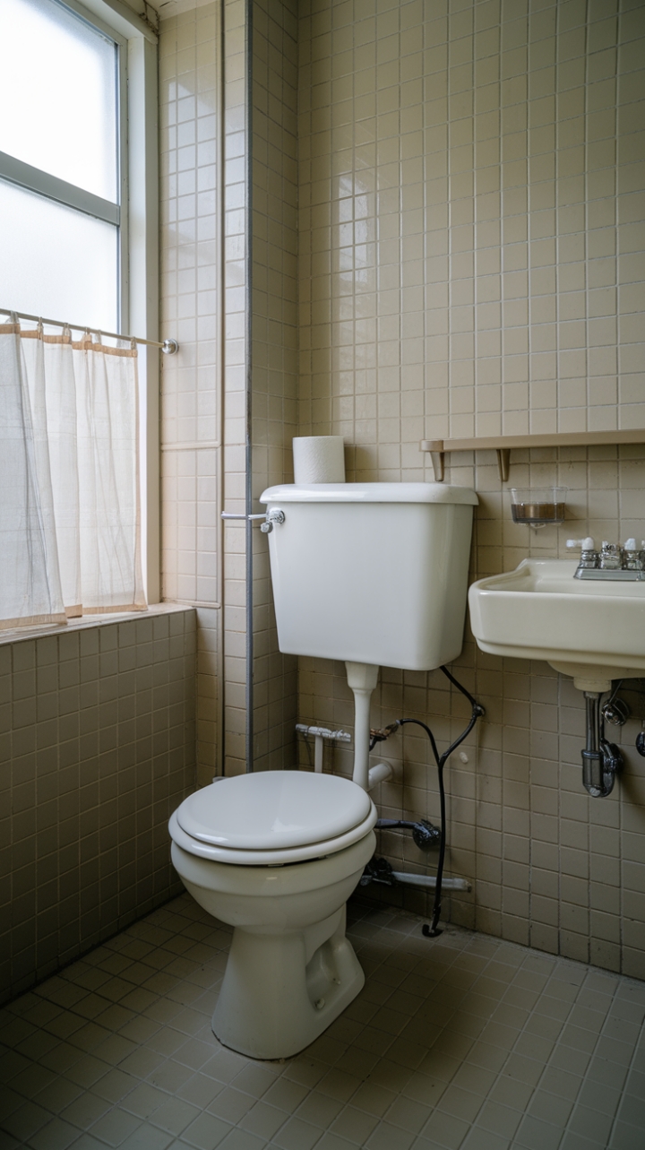 Charming Compact Bathroom with Warm Beige Tones