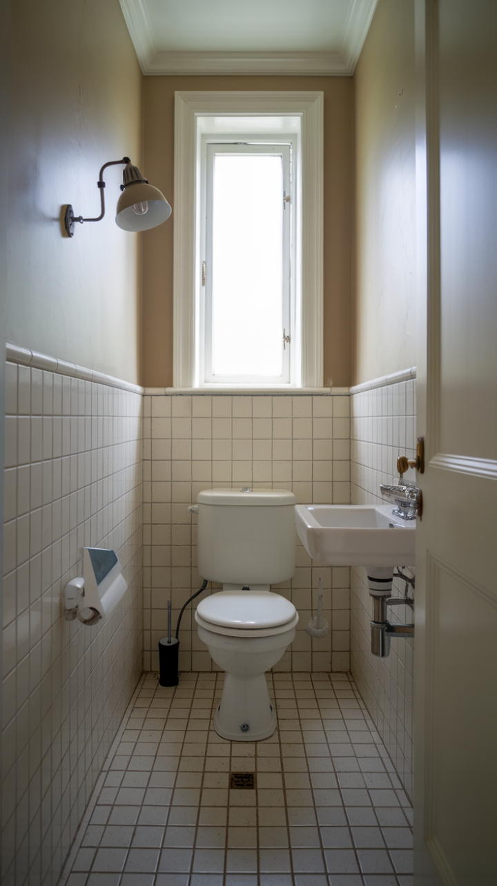 Cozy Beige Bathroom with Natural Light and Thoughtful Details