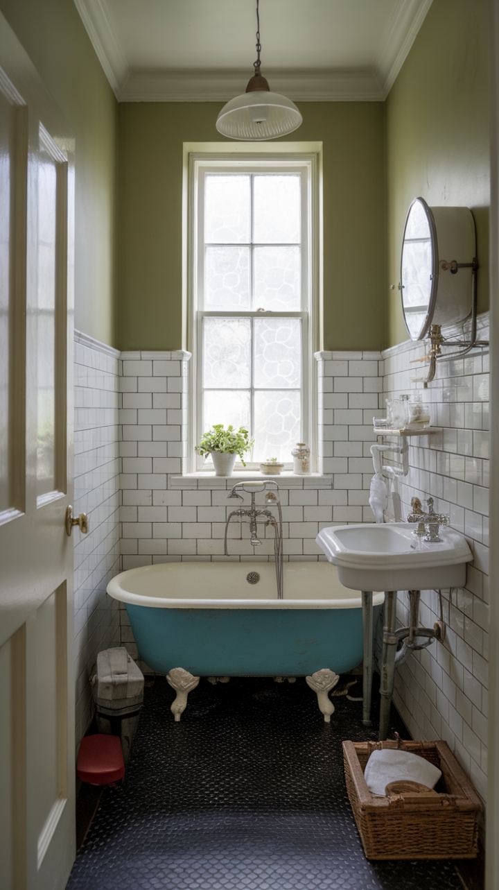 Timeless Elegance in a Compact Vintage Bathroom