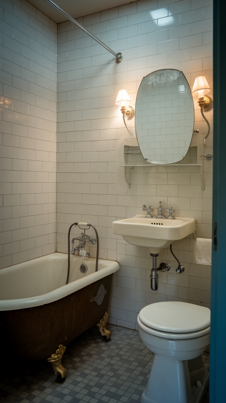 Nostalgic Heritage Bathroom in a Compact Space
