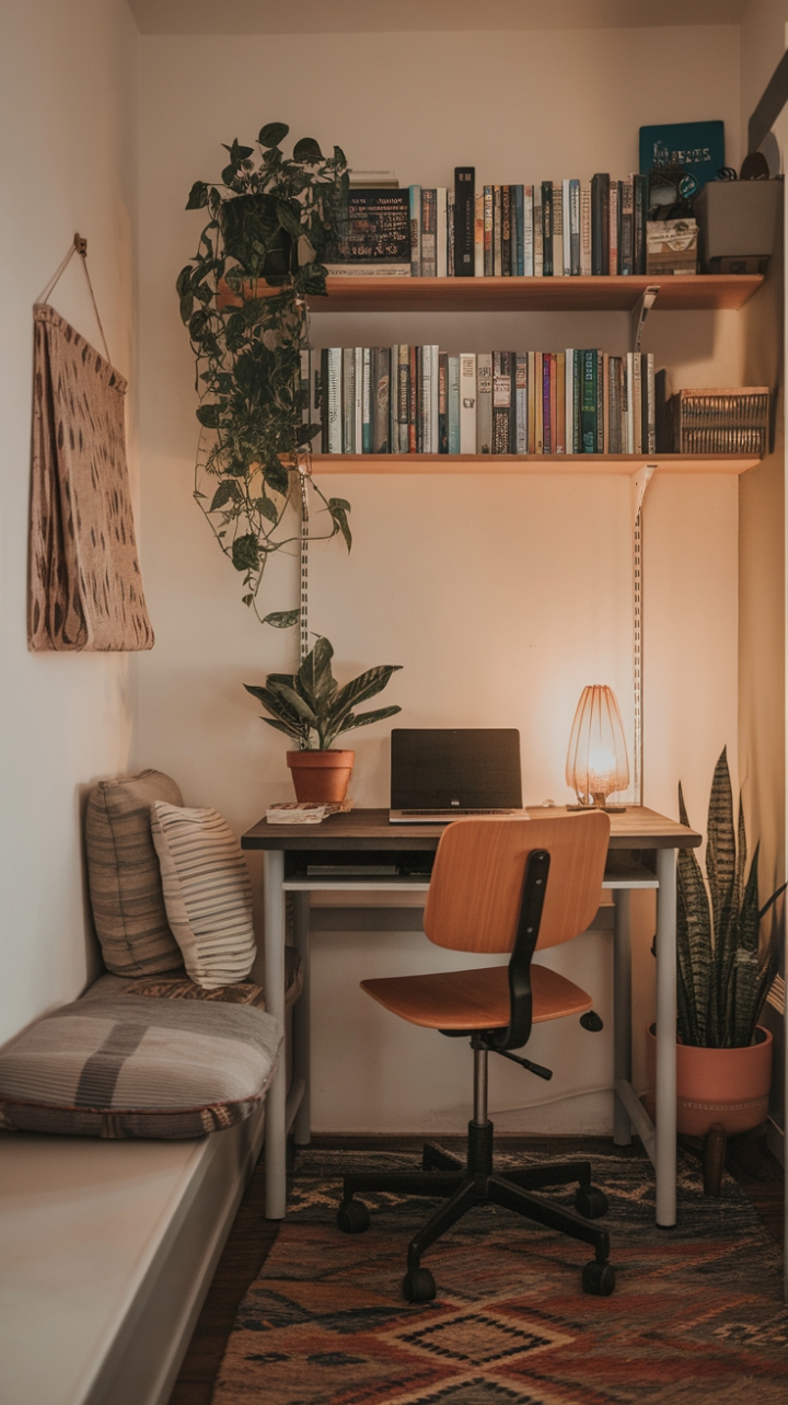 Cozy Study Nook Transforms Small Office into a Retreat