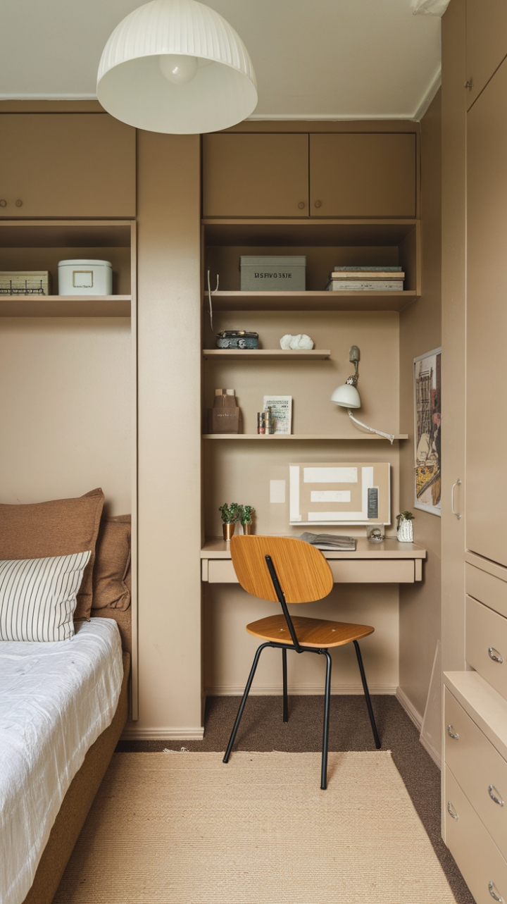 Warm Neutral Micro Living Space Optimizes Comfort and Practicality
