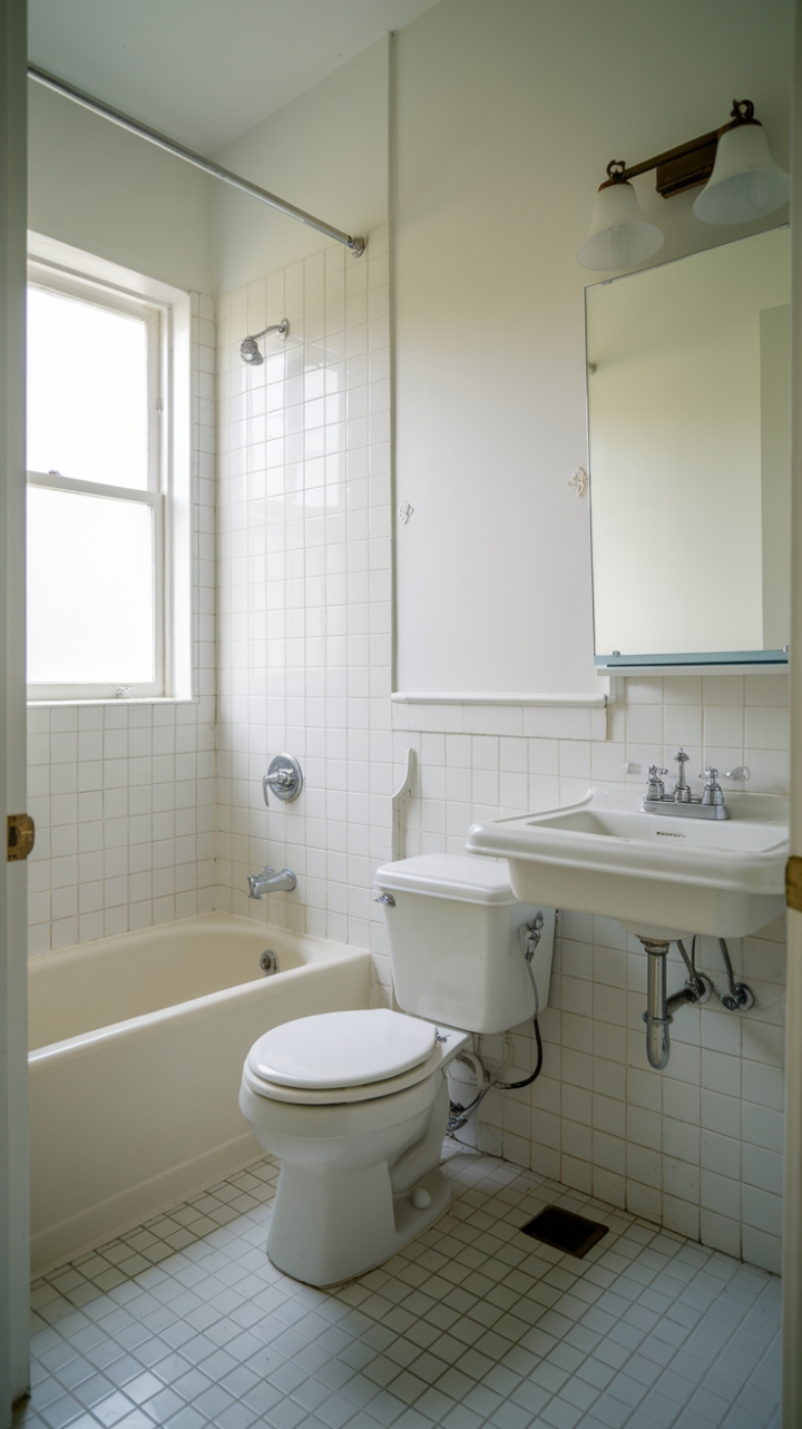 Efficient Small Space Bathroom with Natural Light