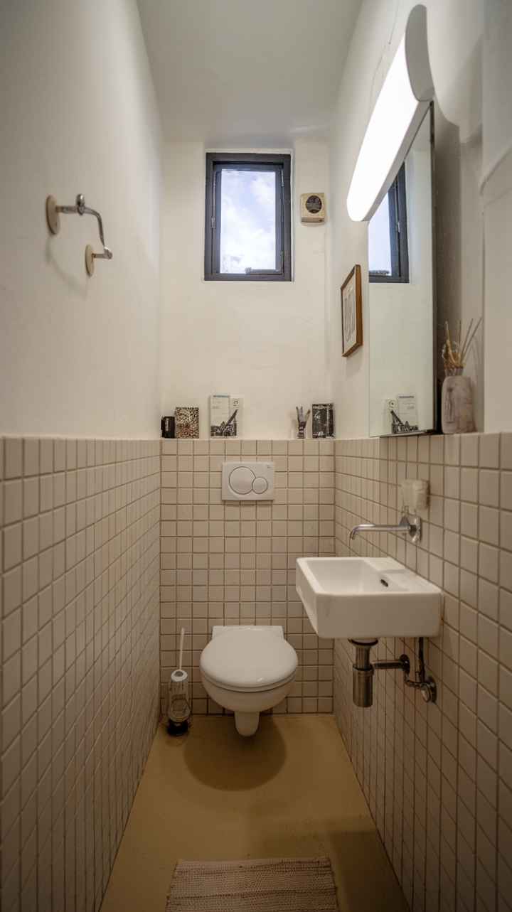 Chic Minimalist White Bathroom with Beige Accents