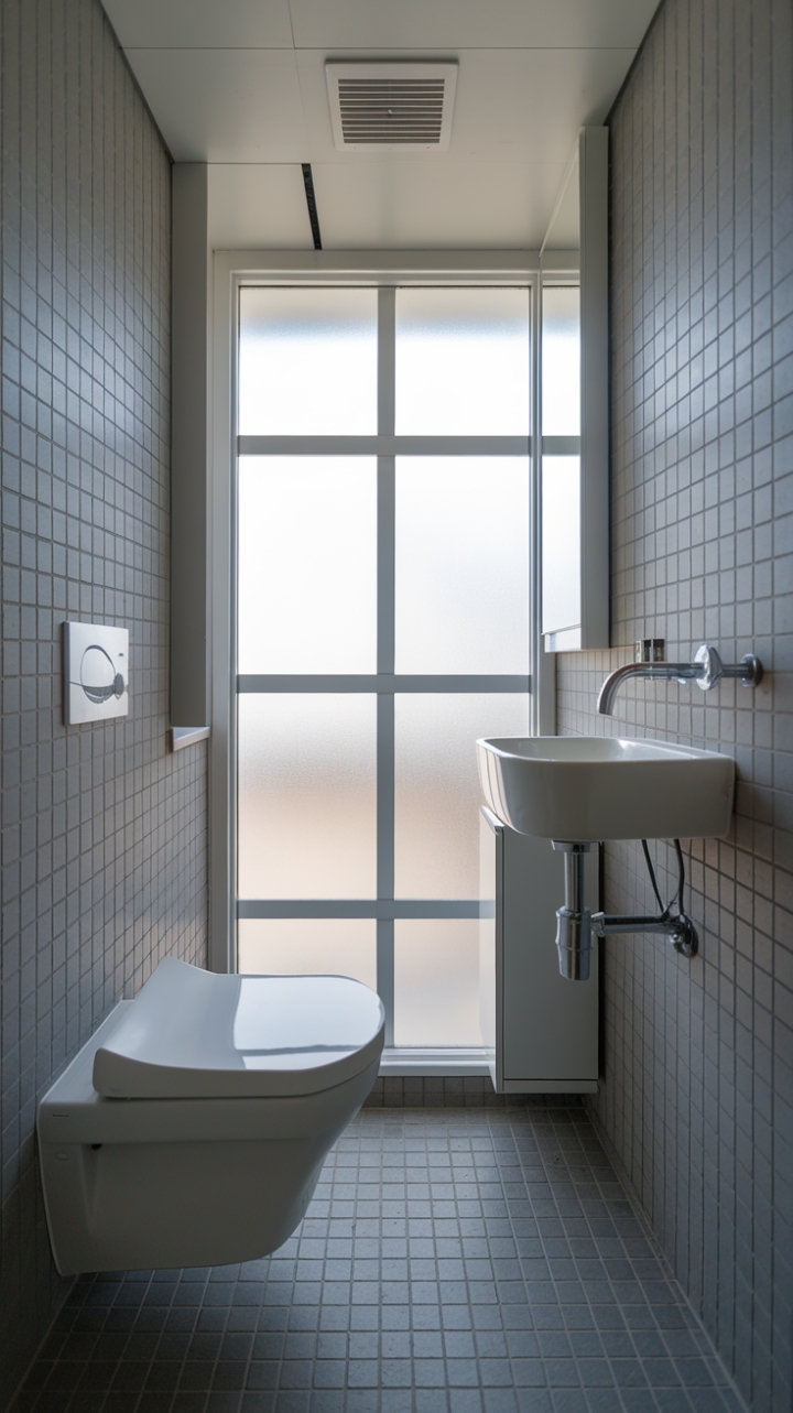 Modern Minimalism: Compact Bathroom with Clean Lines and Thoughtful Details