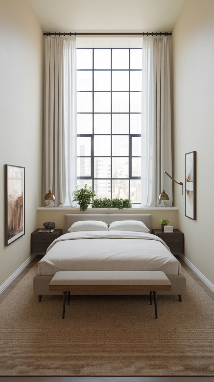 Compact Comfort: Thoughtfully Designed Bedroom with Bright Accents