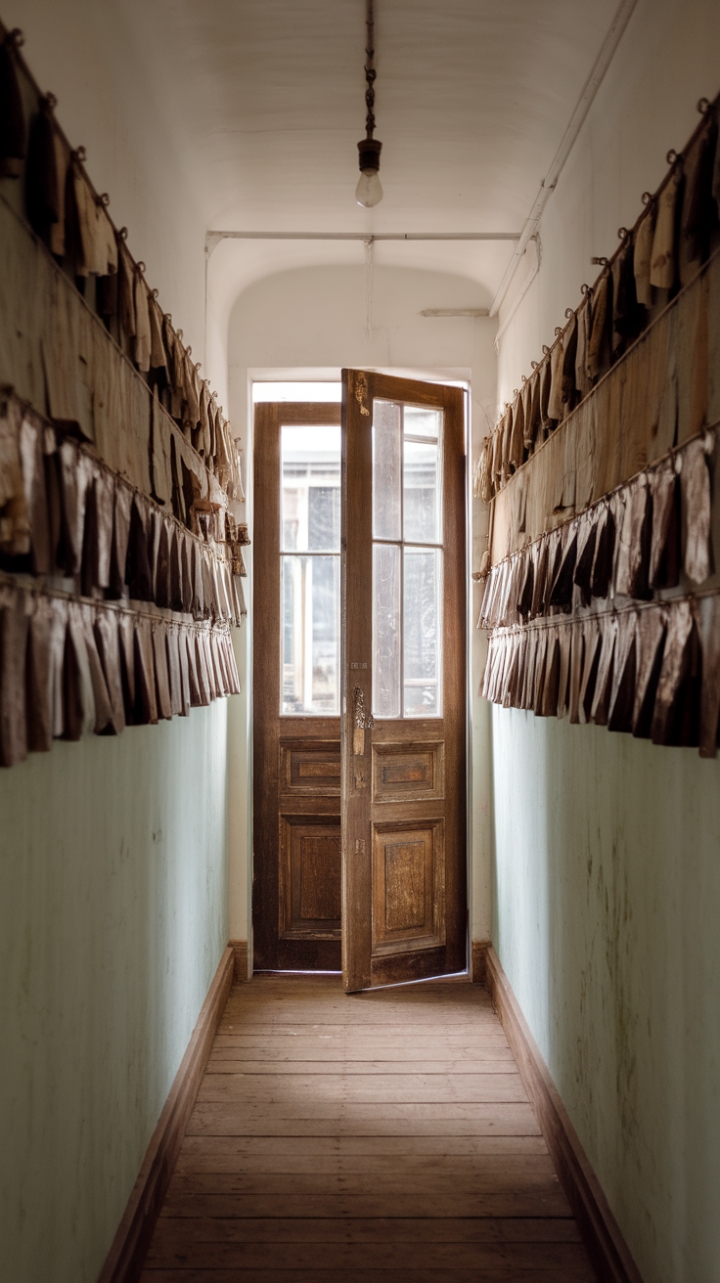 Vintage Elegance: Weathered Walls and a Focal Wooden Door