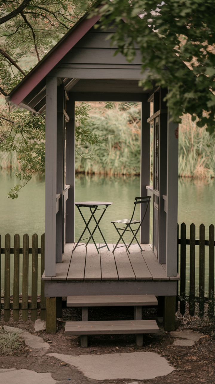 Rustic Charm: A Tranquil Waterfront Porch