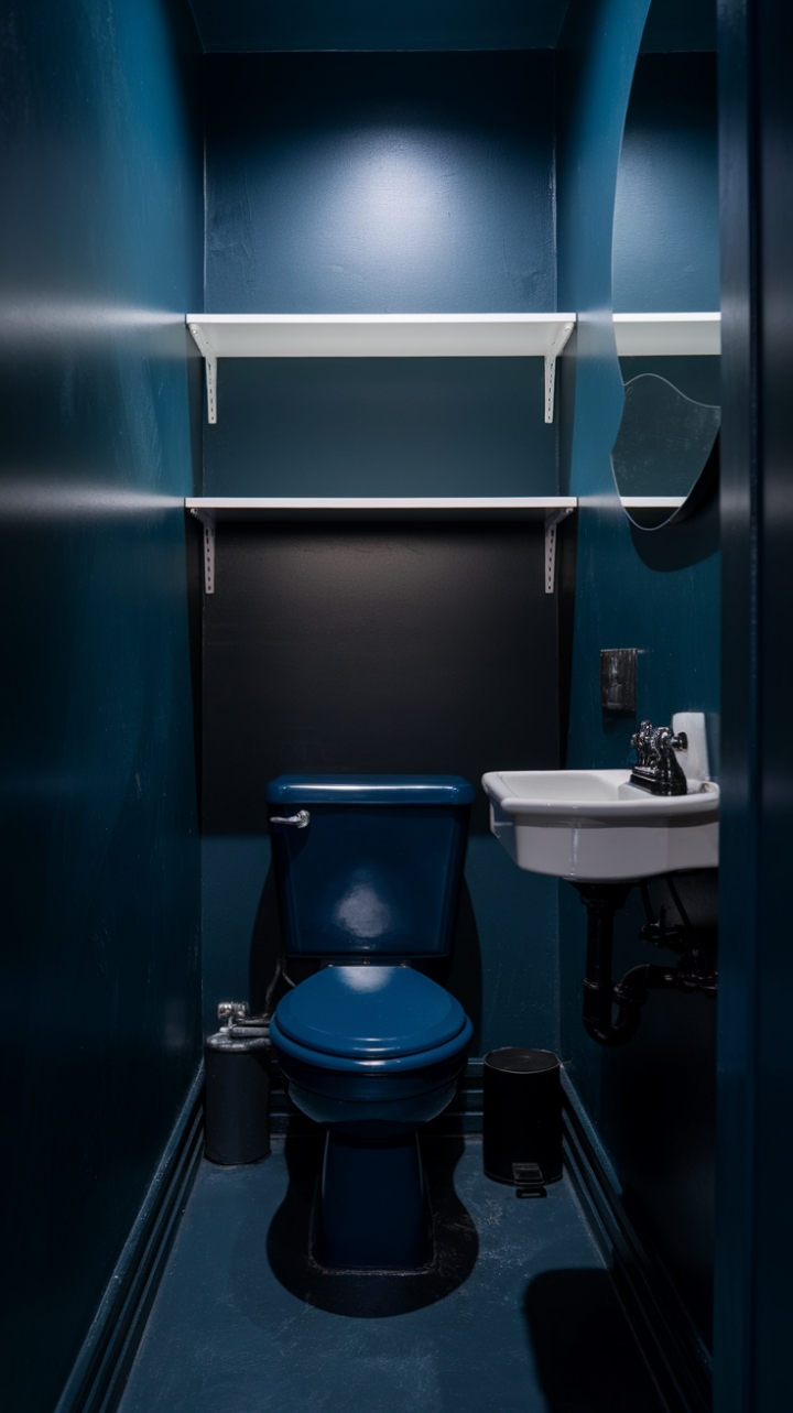 Moody Elegance: A Small Bathroom's Dark Sophistication