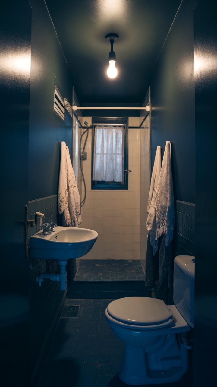 Bold Grey and White Serenity in a Small Bathroom
