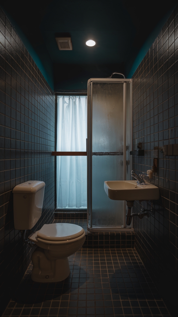 Dark Elegance: A Compact Bathroom's Moody Transformation