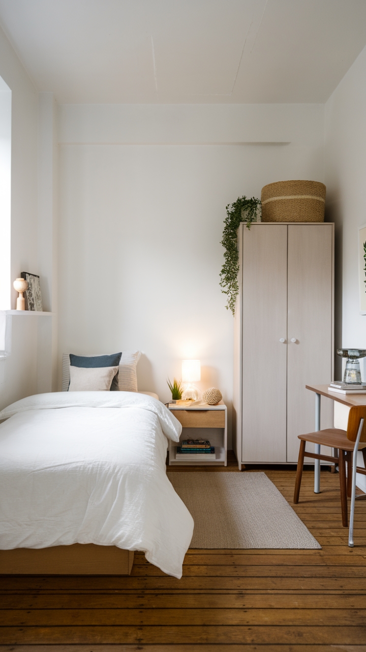 Cozy Small Bedroom with Clean Lines and Personal Touches