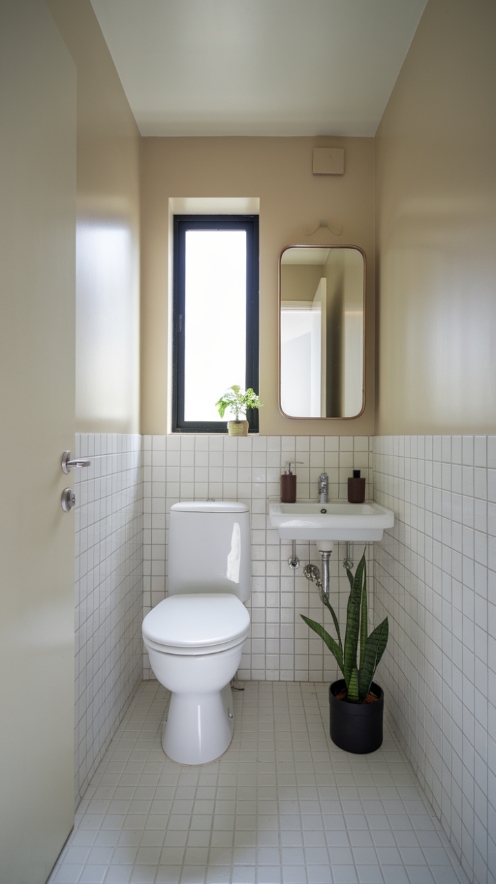 Modern Minimalist Bathroom with Green Touch