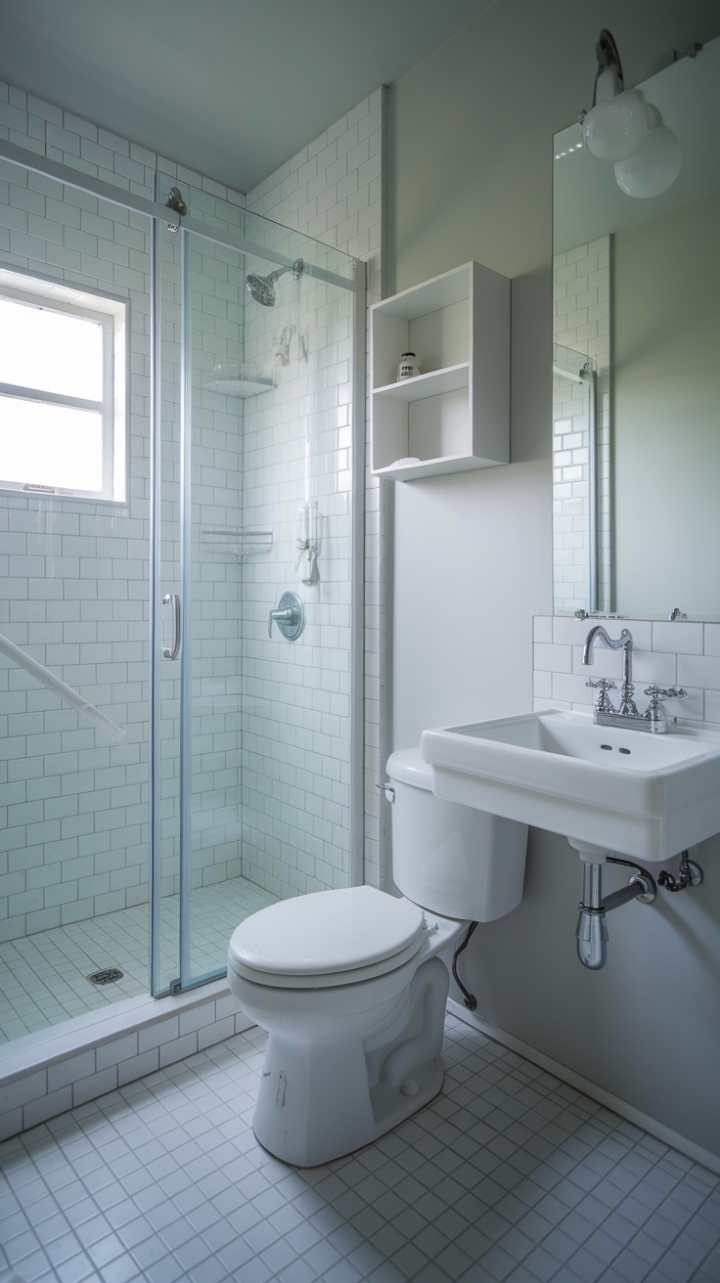 Modern Serenity with White Fixtures and Light Grey Walls