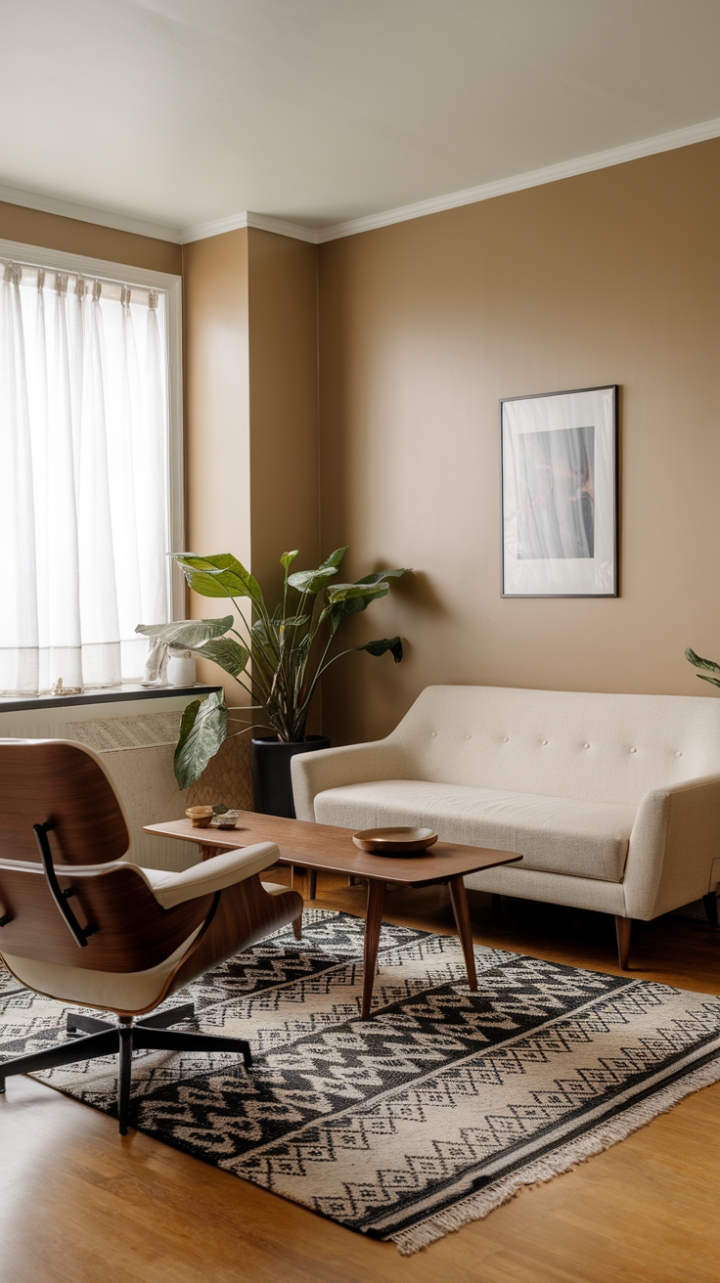 Vintage Charm: A Cozy Mid-Century Modern Living Room