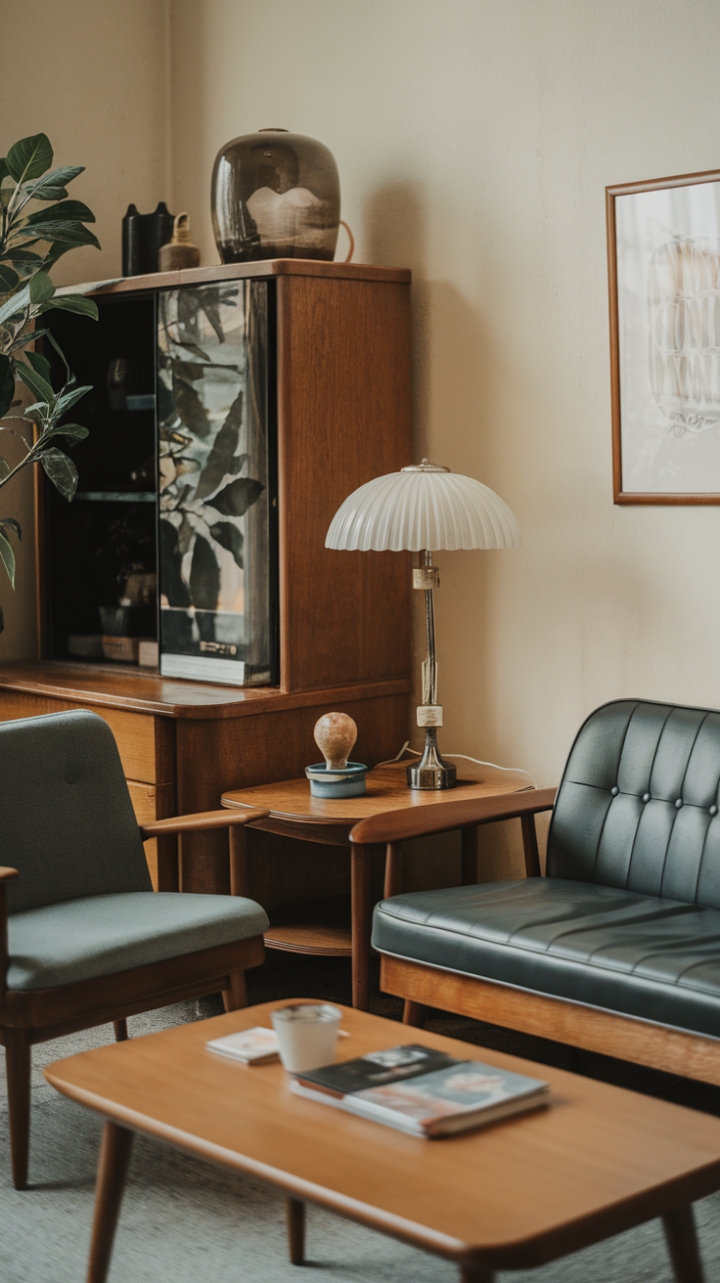 Vintage Charm: A Warm Mid-Century Modern Living Room