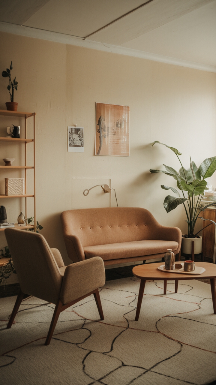 Charming Mid-Century Living Room with Natural Elegance