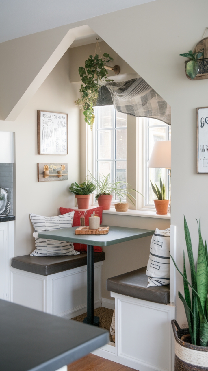 Stylish Space-Saving Breakfast Corner with Plush Seating
