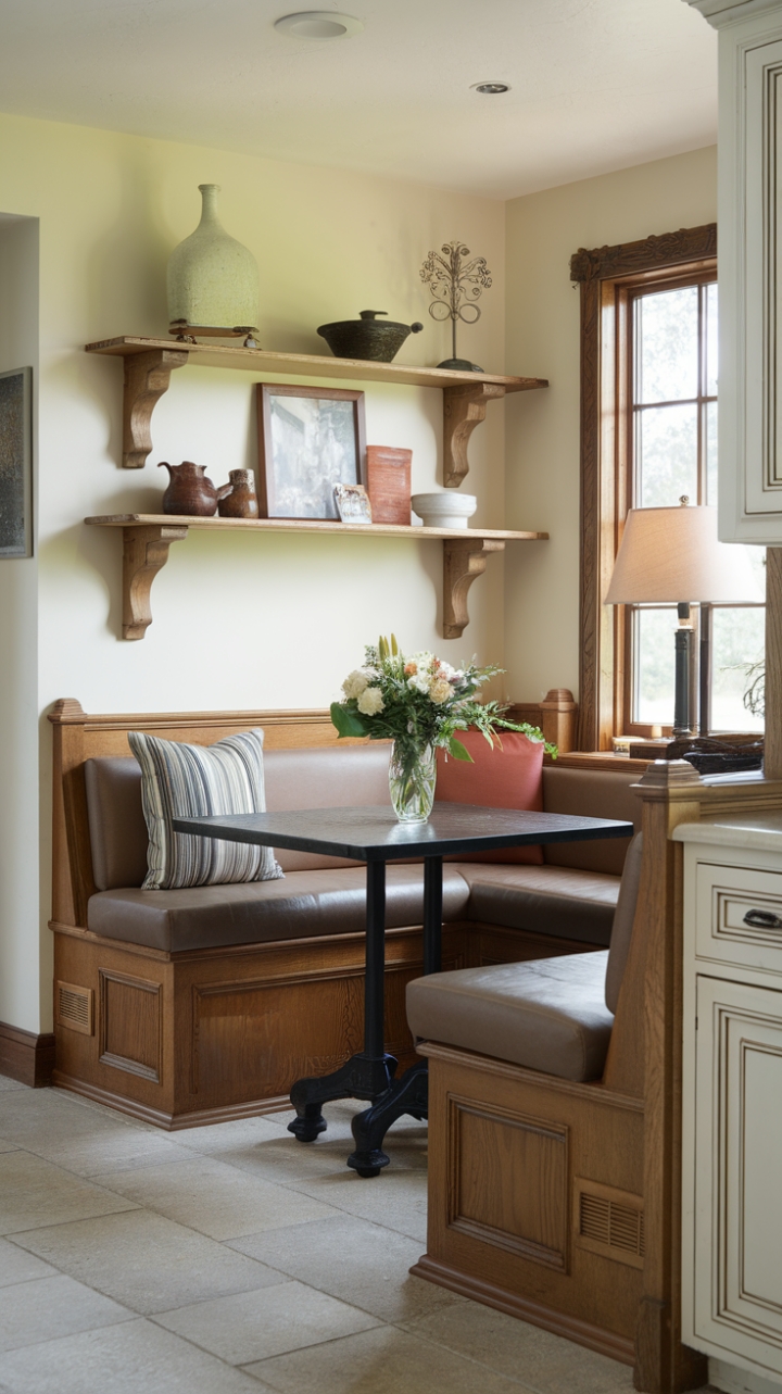 Inviting Corner Booth and Stylish Decor in a Charming Kitchen Setting