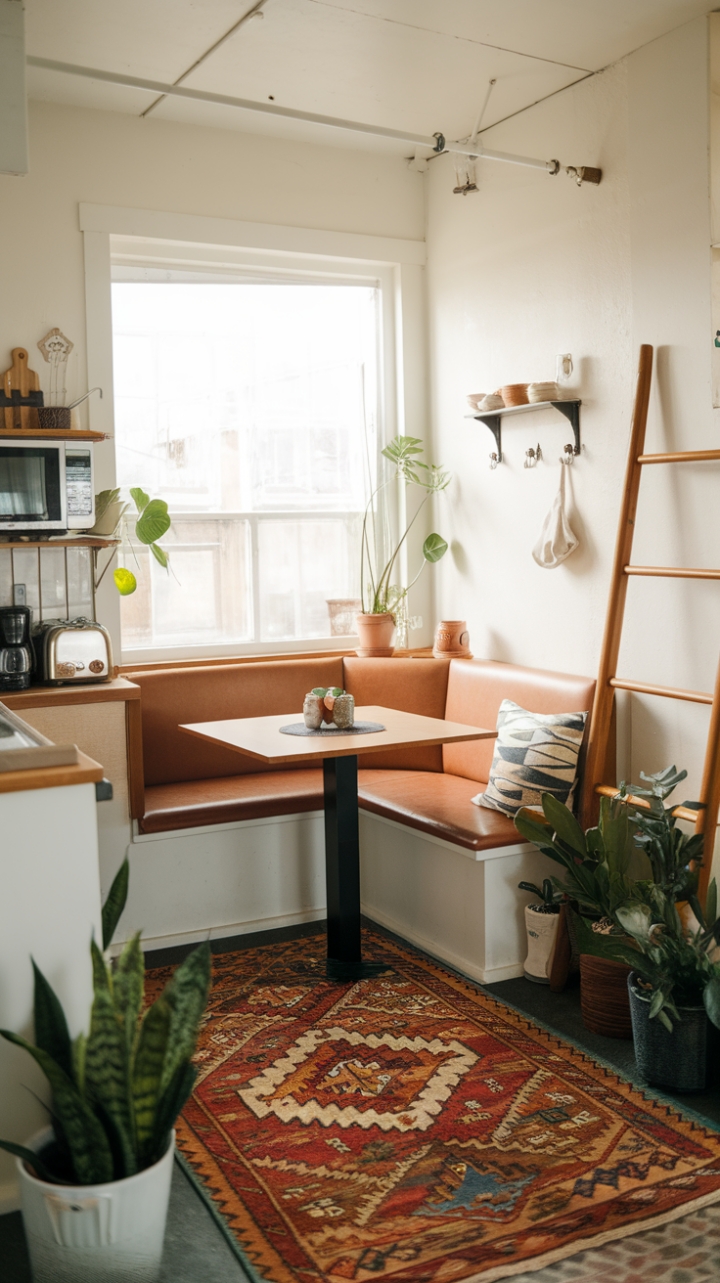 Charming Compact Breakfast Nook with Built-In Booth Seating