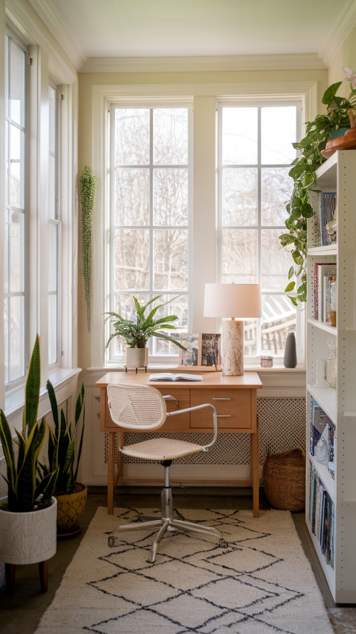 Sunlit Sunroom Workspace for Productivity and Relaxation