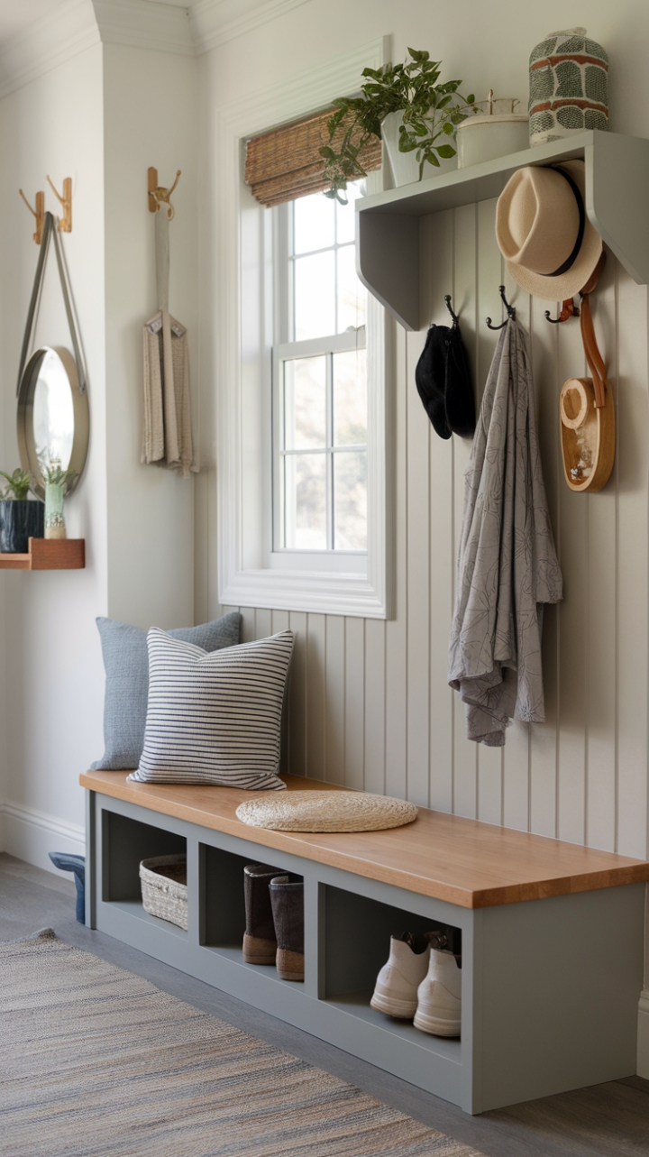 Charming Small Entryway with Functional Storage and Warm Details