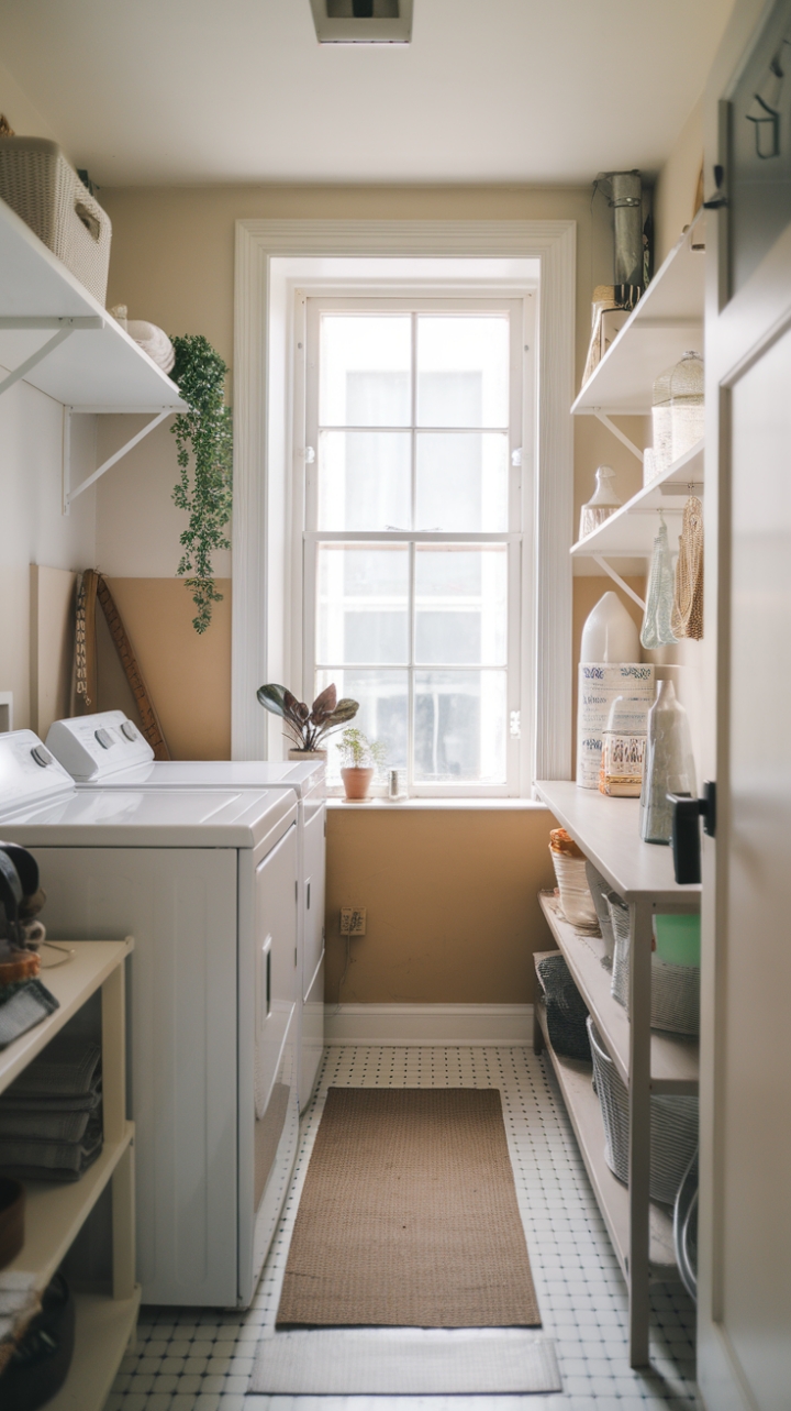 Serene White and Beige Laundry Nook