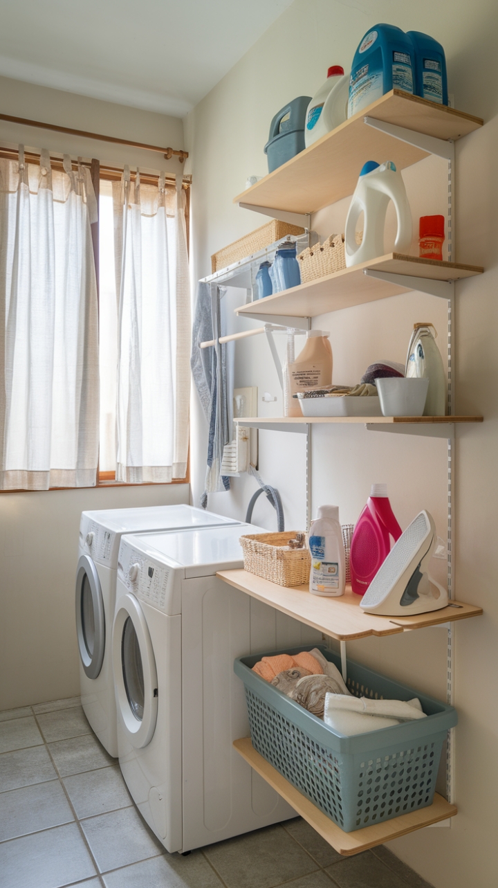 Stylish Wall-Mounted Laundry Shelf for Narrow Spaces