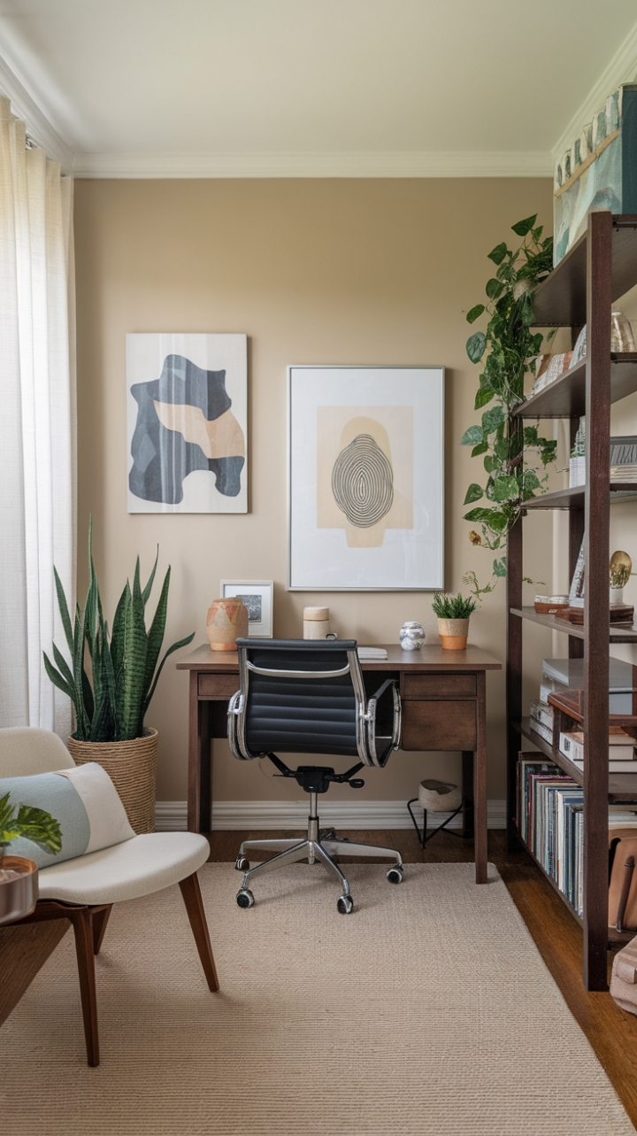 Serene and Stylish: A Cozy Home Office Retreat